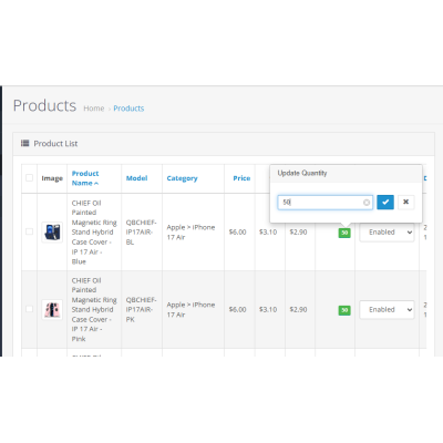 OpenCart Admin Quick Stock Quantity Update – AJAX Fast Stock Editor