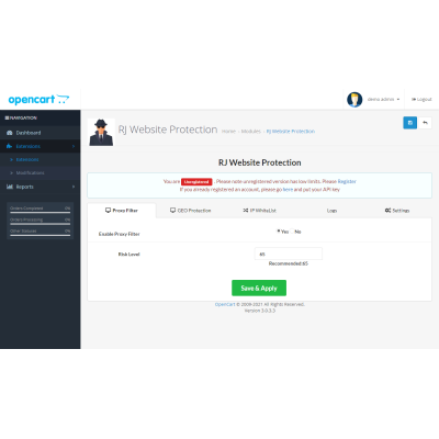 Website Protection for Opencart 3.x